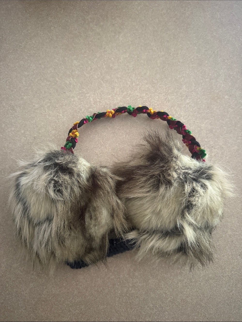Free People Faux Fur Ear Muffs w/ Braides Headband